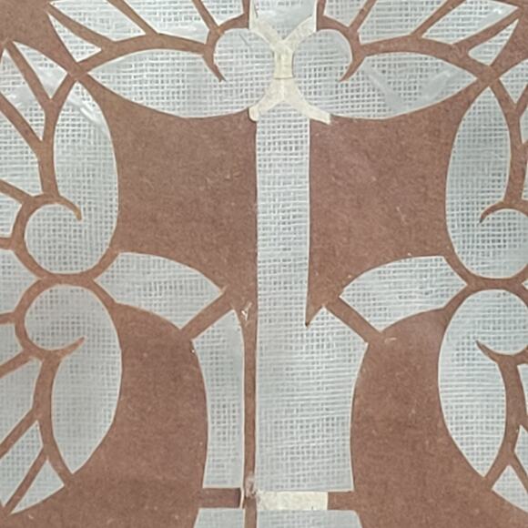 VTG Japanese Katagami Textile Stencil Family Tree Crest Fabric Pattern Monogram - Picture 16 of 16